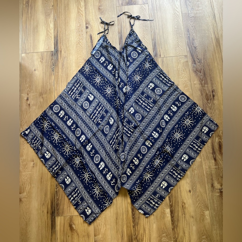 Kathmandu Artisan-Made Harem Style Jumper Overalls Self-Tie Adjustable Straps - Picture 2 of 10